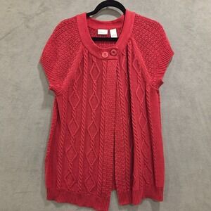 Kim Rogers Cable Knit Cardigan Sweater Women Size Large Shawl Old Money Academia